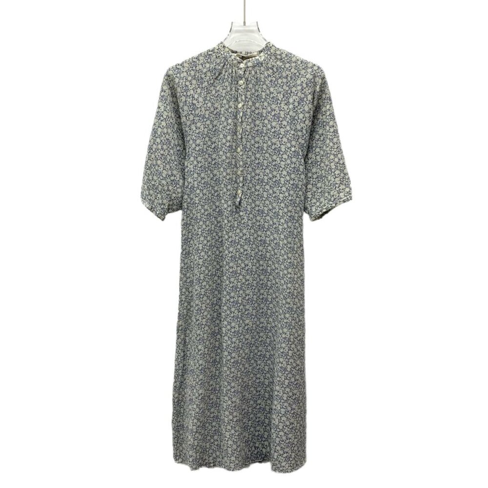 Celine blue floral print mulberry silk dress
